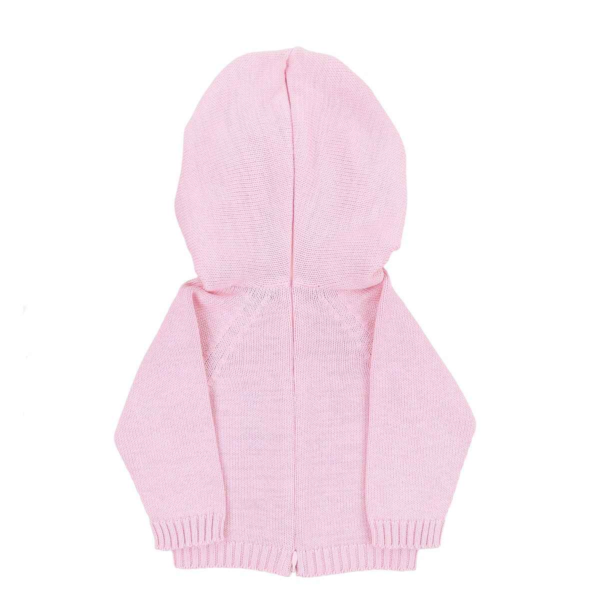 Essentials Knit Pink Hooded Zip Pullover
