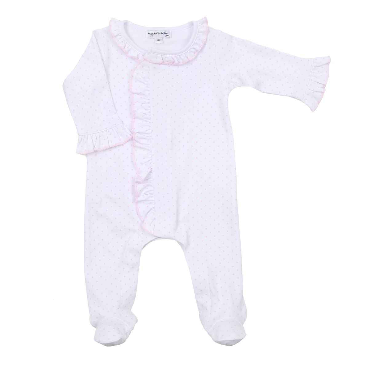 Mini Dots Pink Ruffle Footie