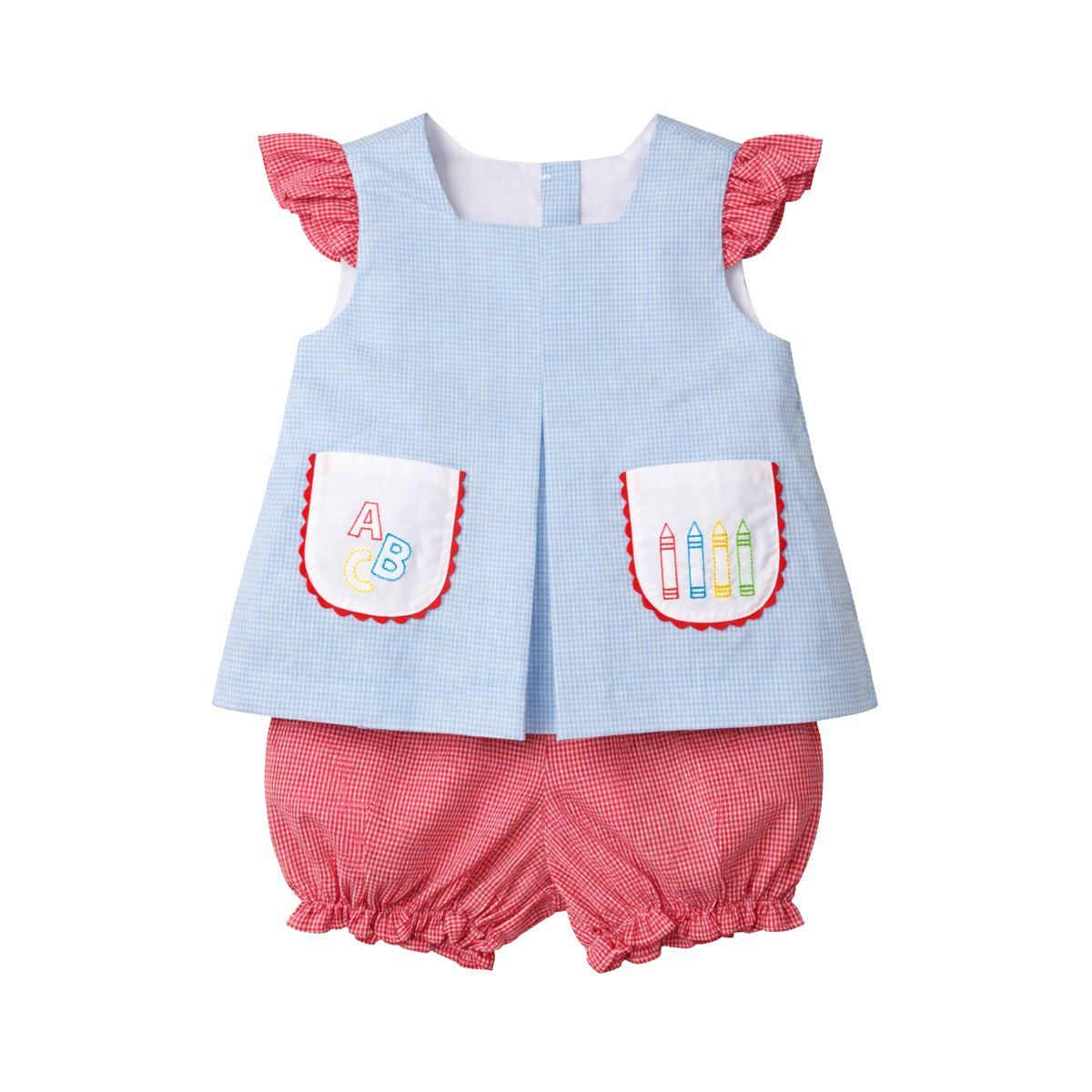 Gabby Pleat Bloomer Set, ABC Gingham