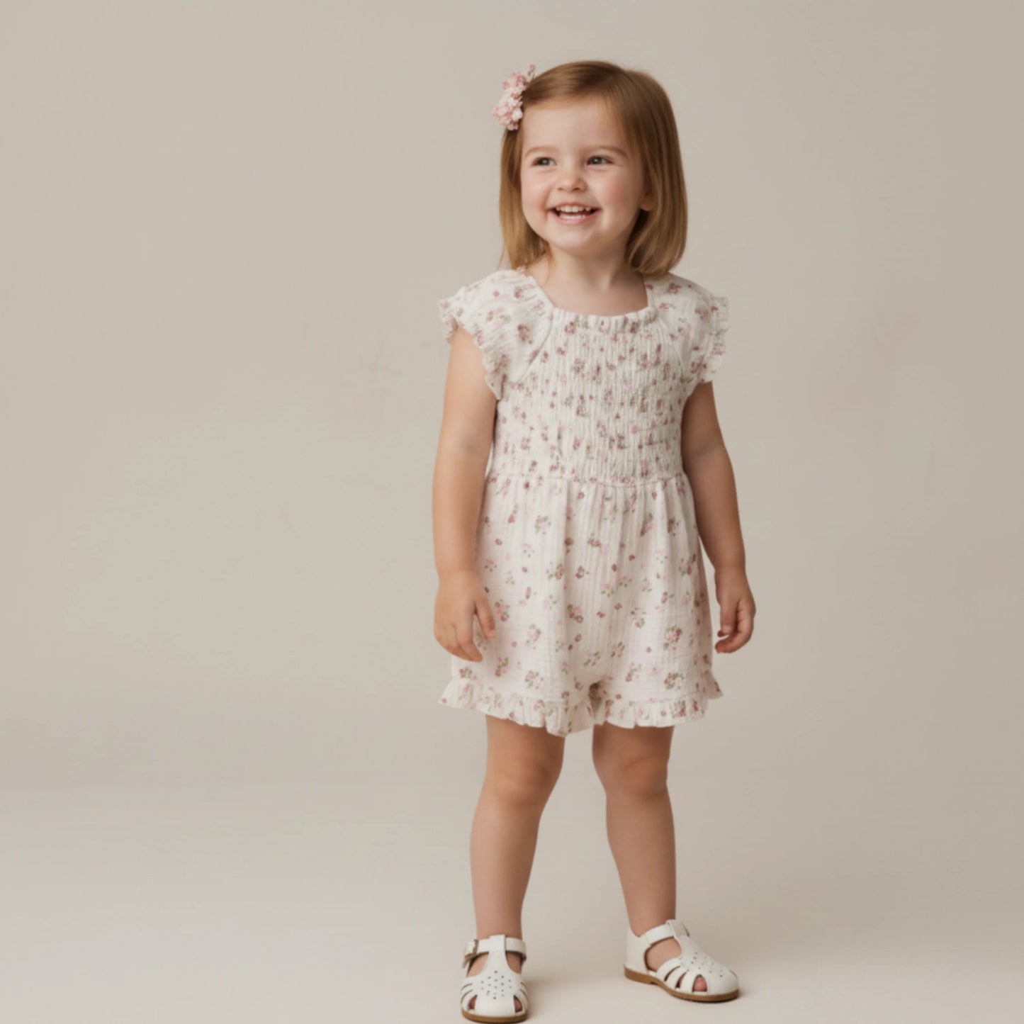 Smocked Jumpsuit- Blush Floral