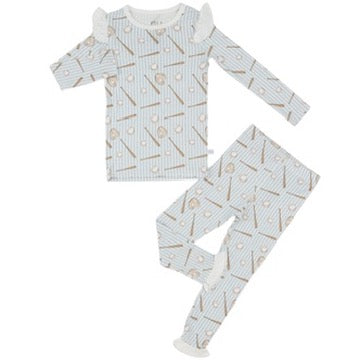 Girls Baseball Ruffle Loungewear Set