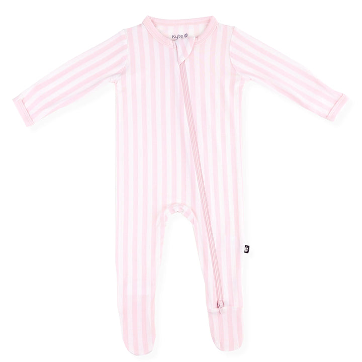 Kyte Baby Zippered Bamboo Footie- Small Sakura Stripe