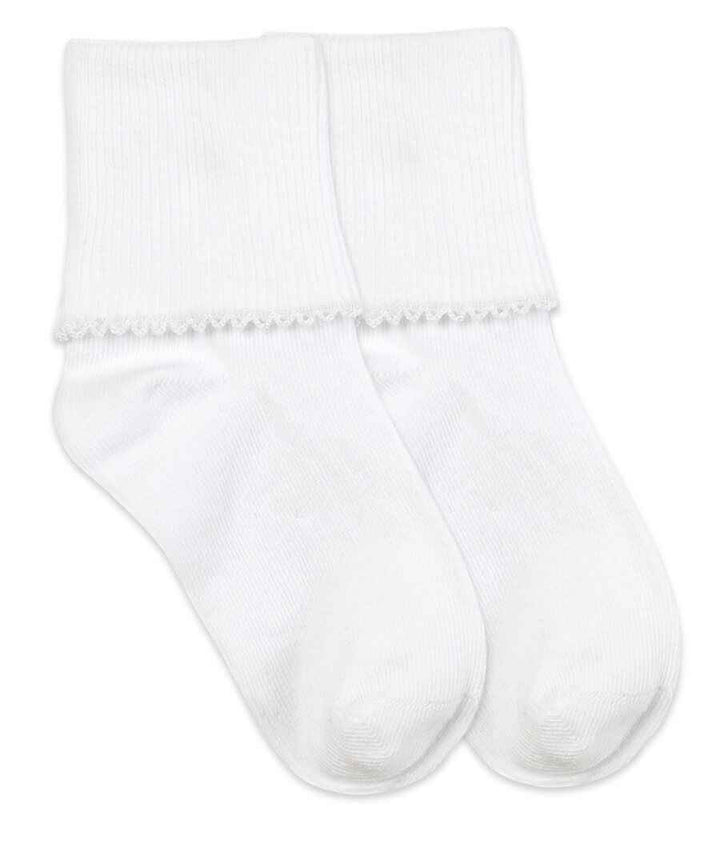 Jefferies Socks Smooth Toe Tatted Edge Turn Cuff Socks, White