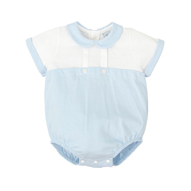 Boys Cotton Knit Romper, Sky Blue