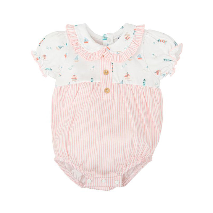 Girls Cotton Knit Romper, Pink