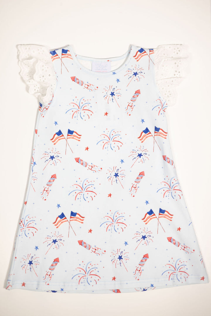 Evelyn Eyelet Sleeve Dress- Fireworks & Freedom