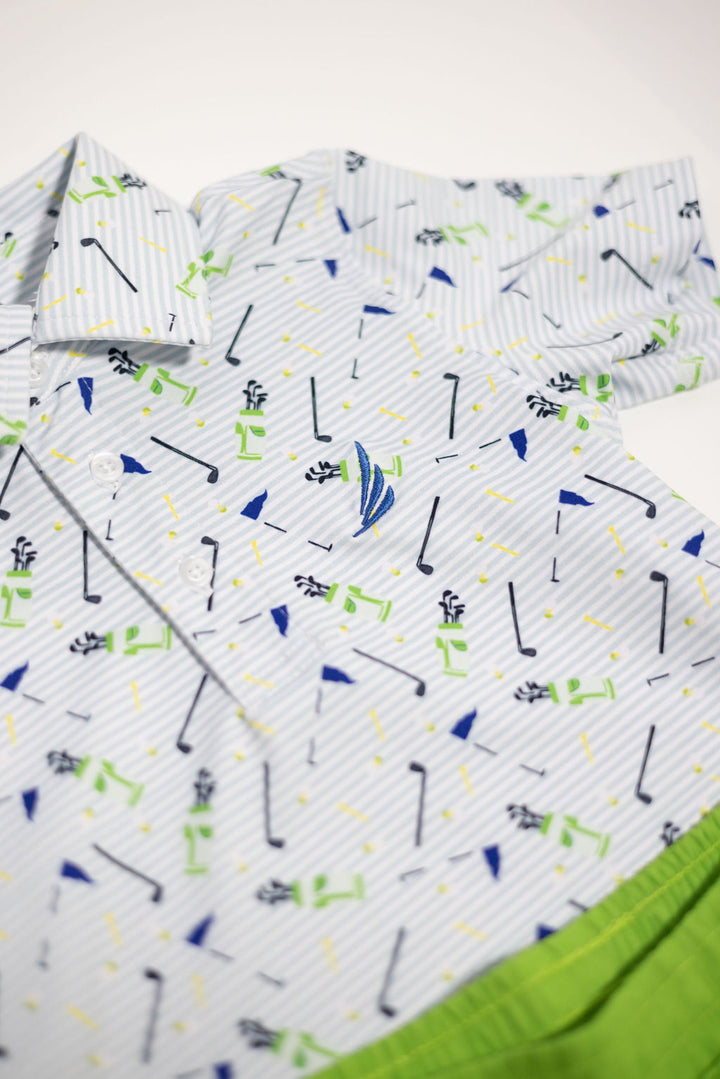 Boys Golf Print Performance Polo