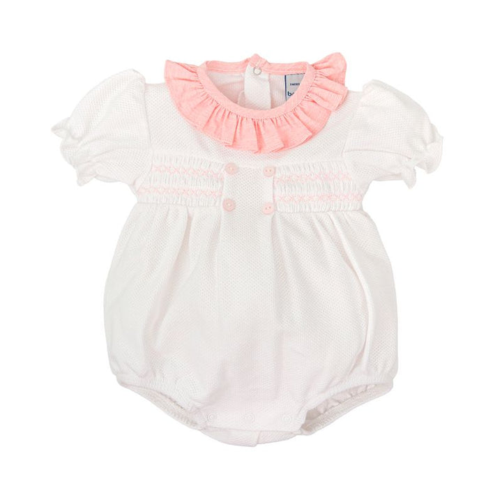 Cotton Knit Romper, White