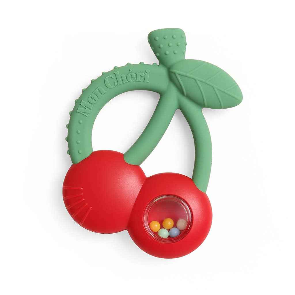 "NEW" Bitzy Shake™ - Silicone Teether with Rattle: Cherries
