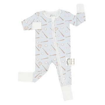 Baseball Double Zipper Romper