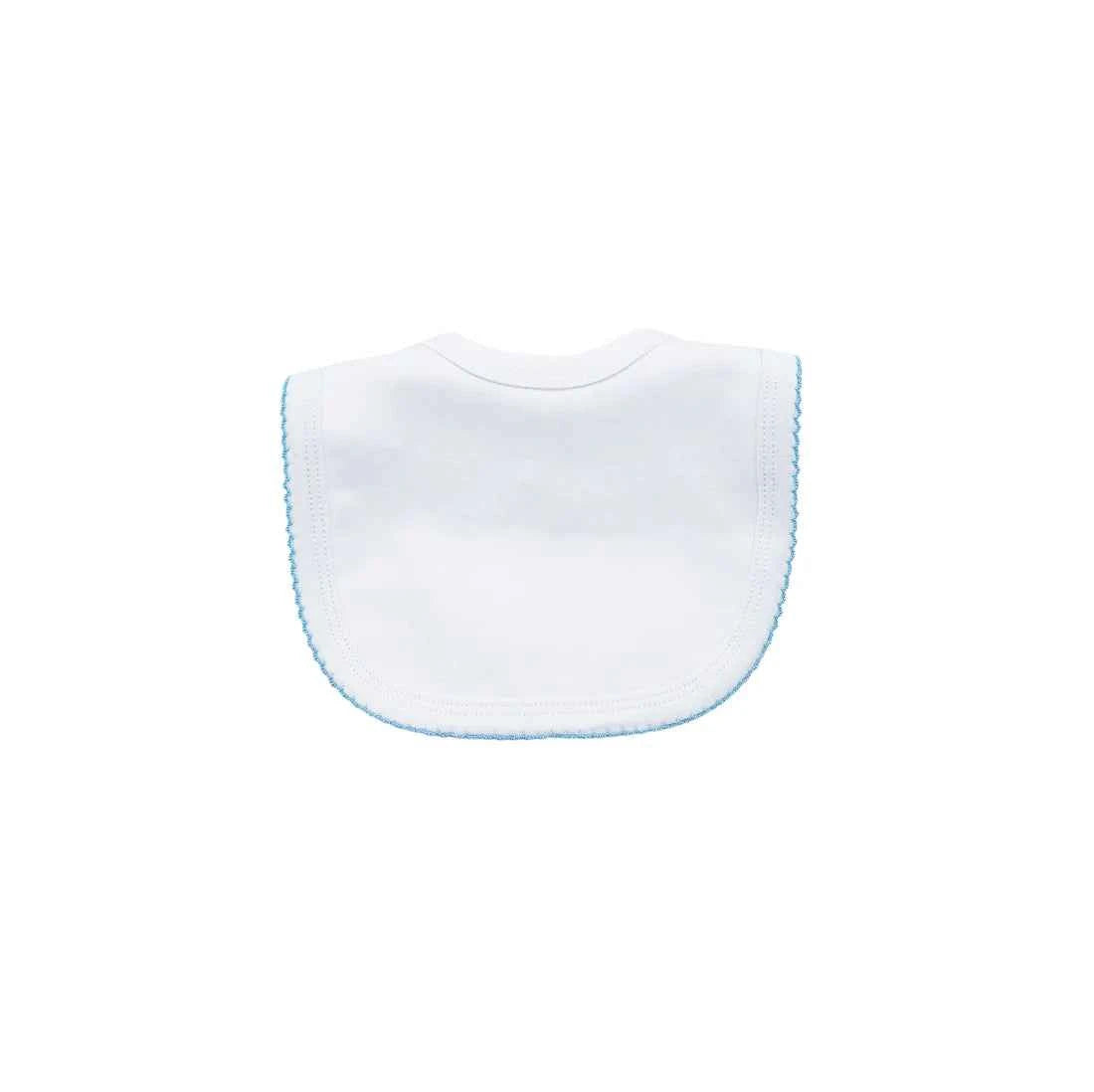 Picot Trim Bib, White with Blue