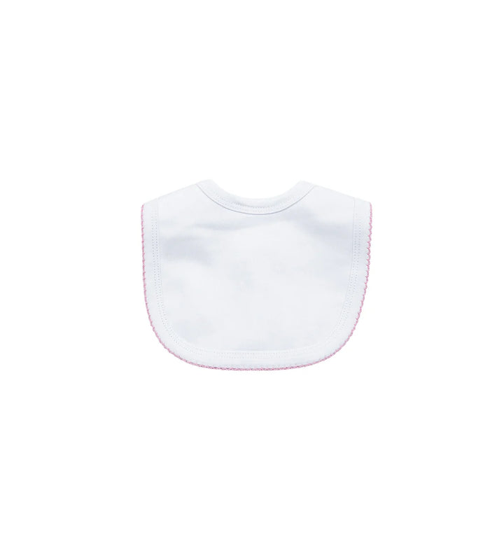 Picot Trim Bib, White with Pink