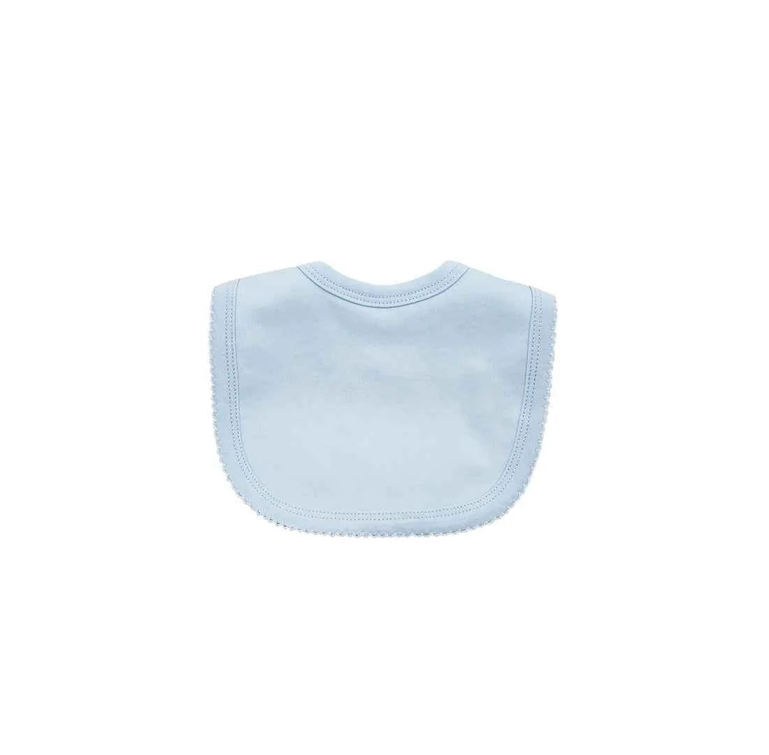 Picot Trim Bib, Blue with White