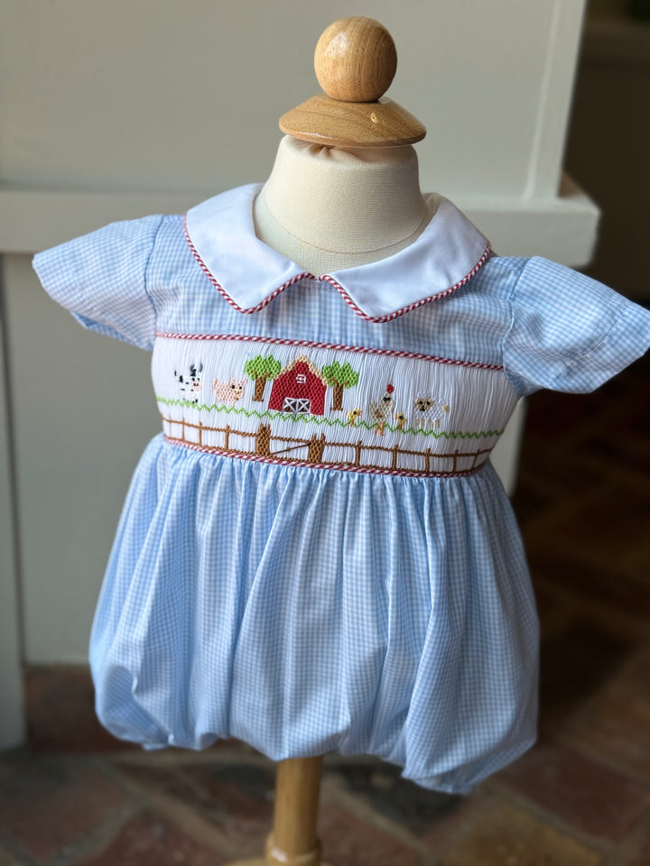 Farm Smocked Bubble with Collar