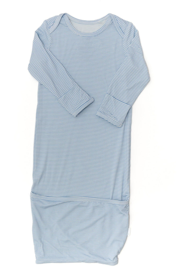 Newborn Gown Blue Mini Stripe