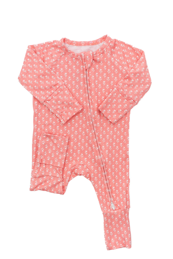 Coral Tulips Romper