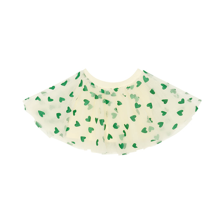 Vanilla Tutu with Green Glitter Hearts