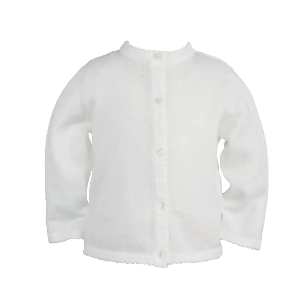 Scalloped Edge Cardigan, White
