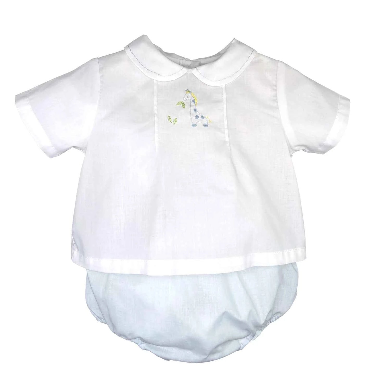 Embroidered Giraffe Diaper Set with Bonnet