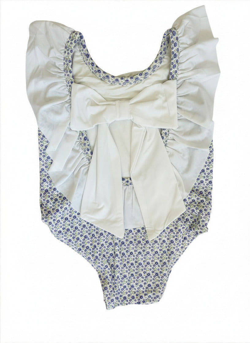 Girls Flutter Sleeve One Piece, Purple Poppy