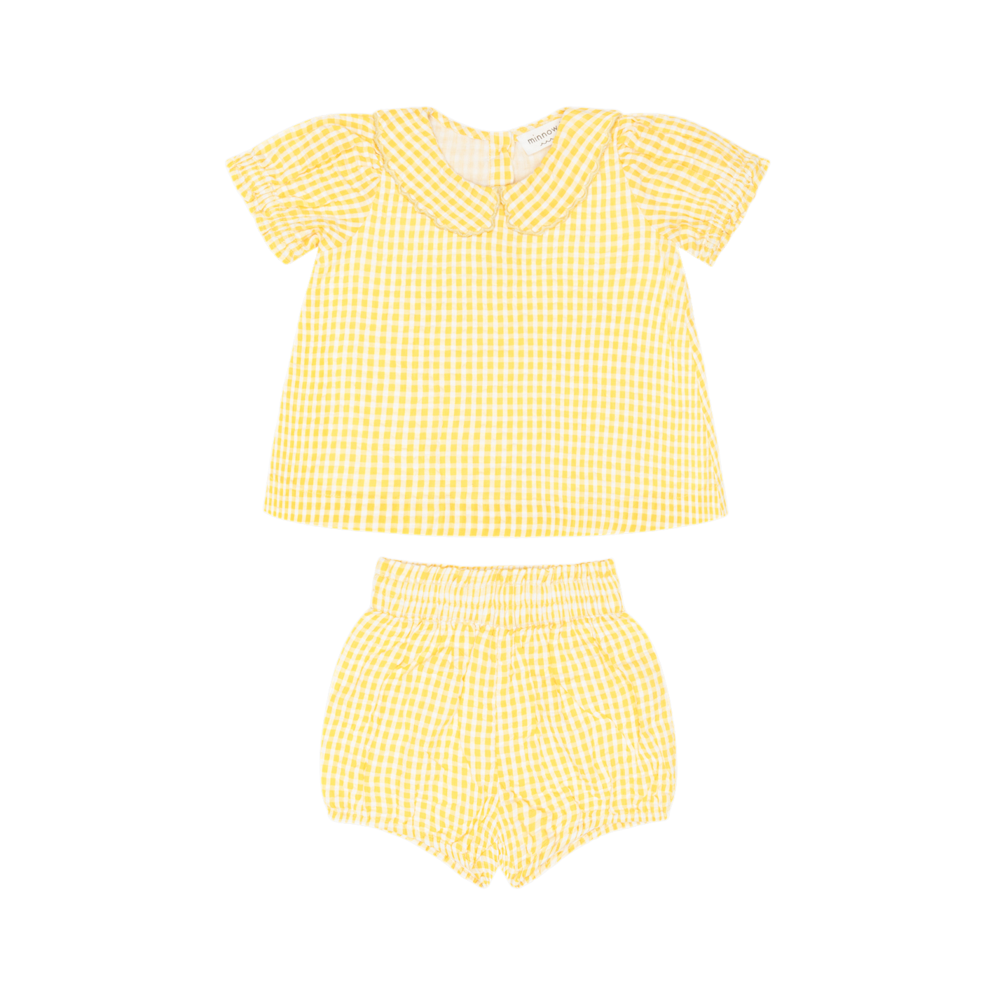 Girls Soleil Gingham Ruffle Sleeve Top And Bloomer Set