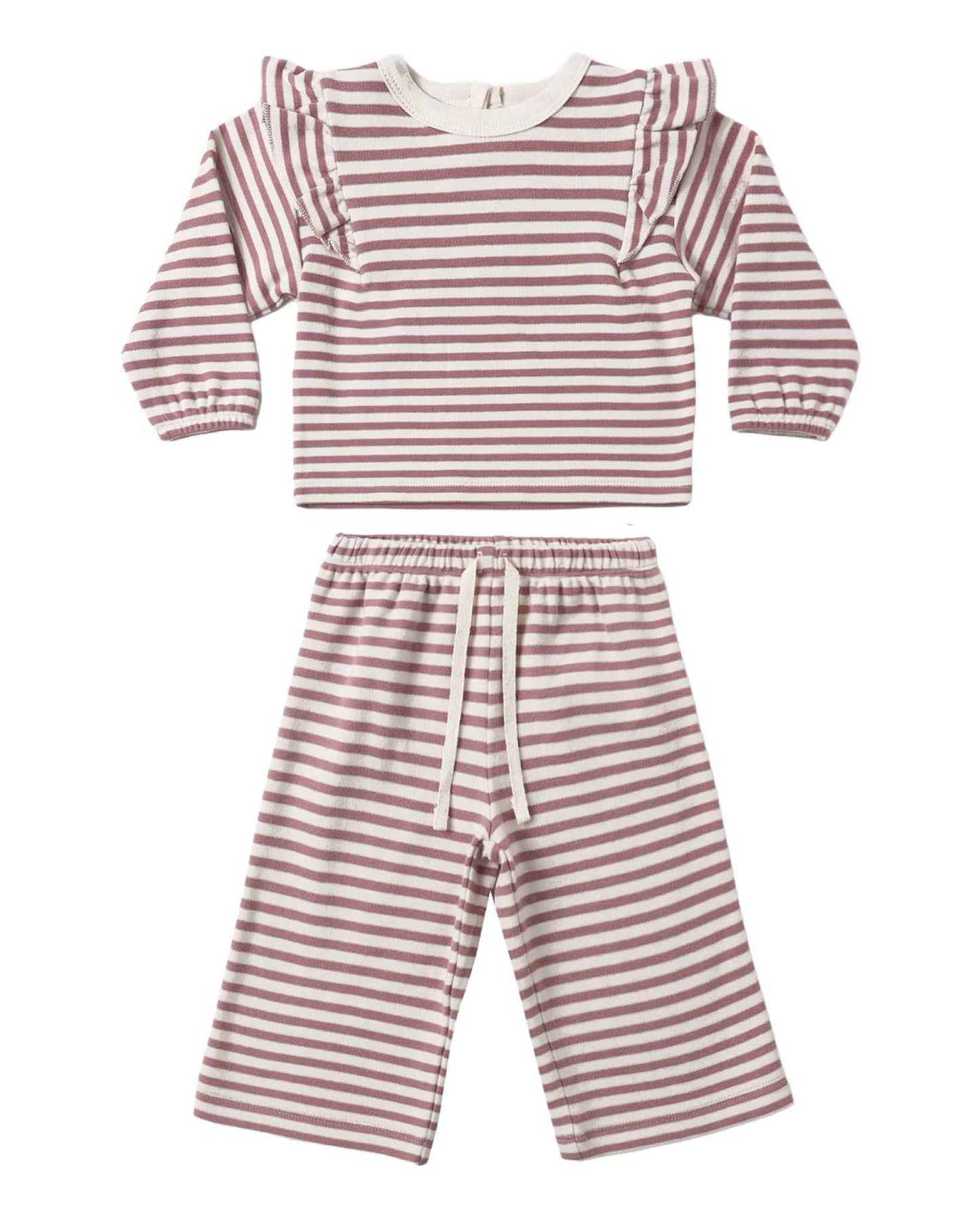 Ruffle Cozy Set, Mulberry Stripe
