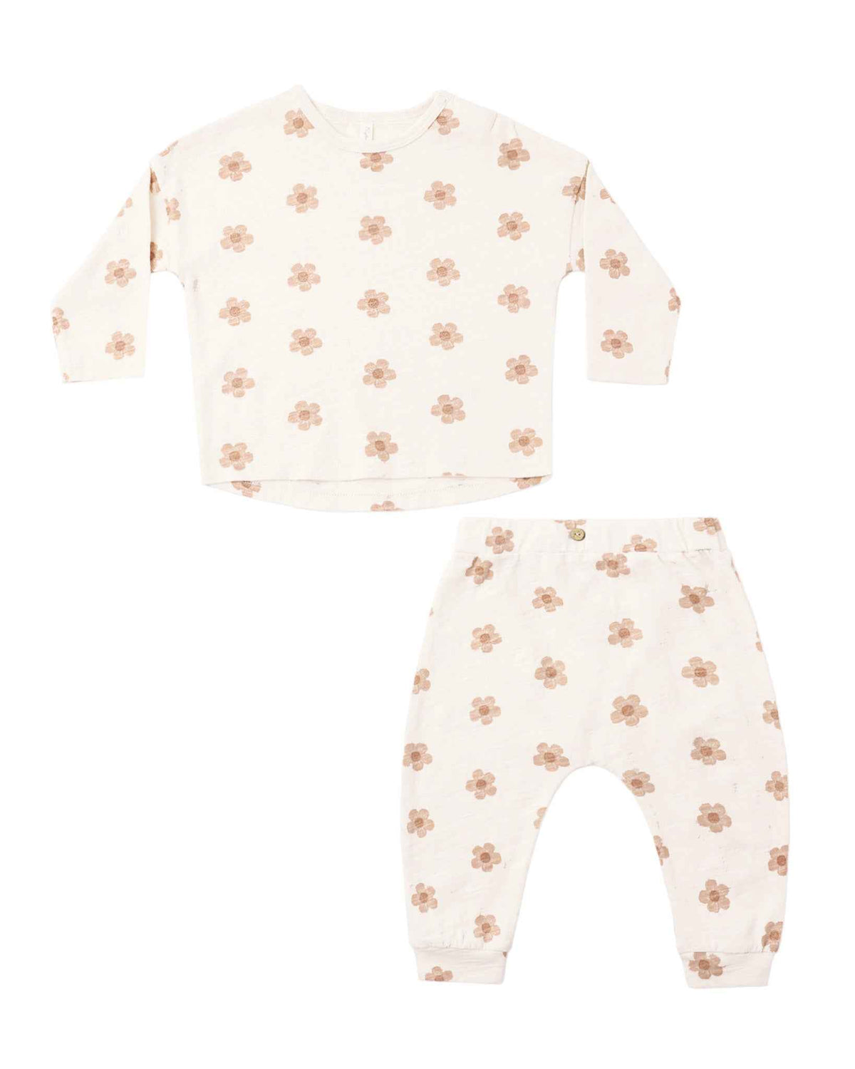 Long Sleeve Tee & Pant Set, Pink Daisies
