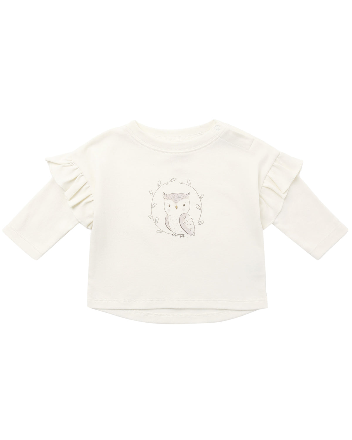 Ruffle Long Sleeve Tee, Baby Owl
