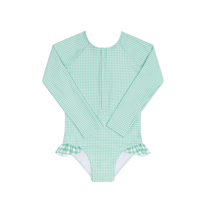 Girls Gustavia Gingham Front Zip Rashguard One Piece