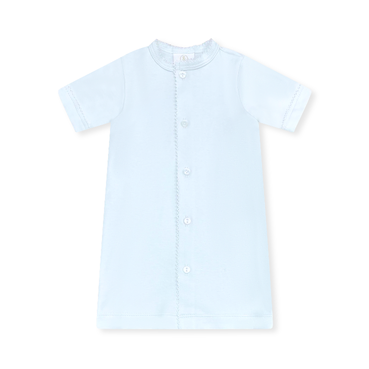 Park Blue Knit Daygown with White Picot Trim