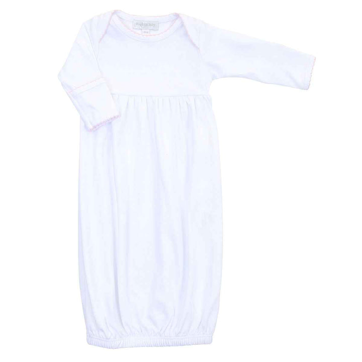 Essentials Lap Gown Gown White with Pink Trim