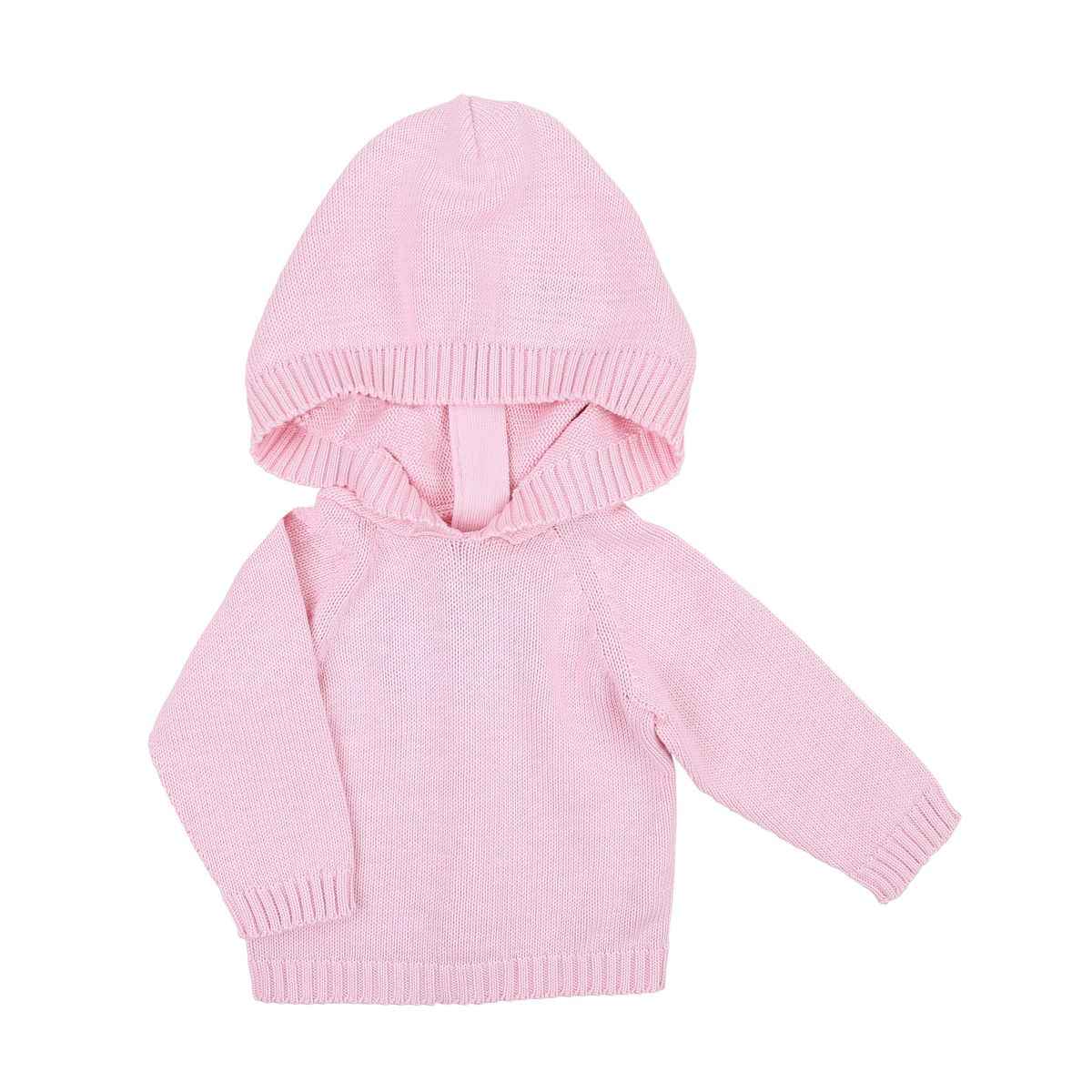 Essentials Knit Pink Hooded Zip Pullover