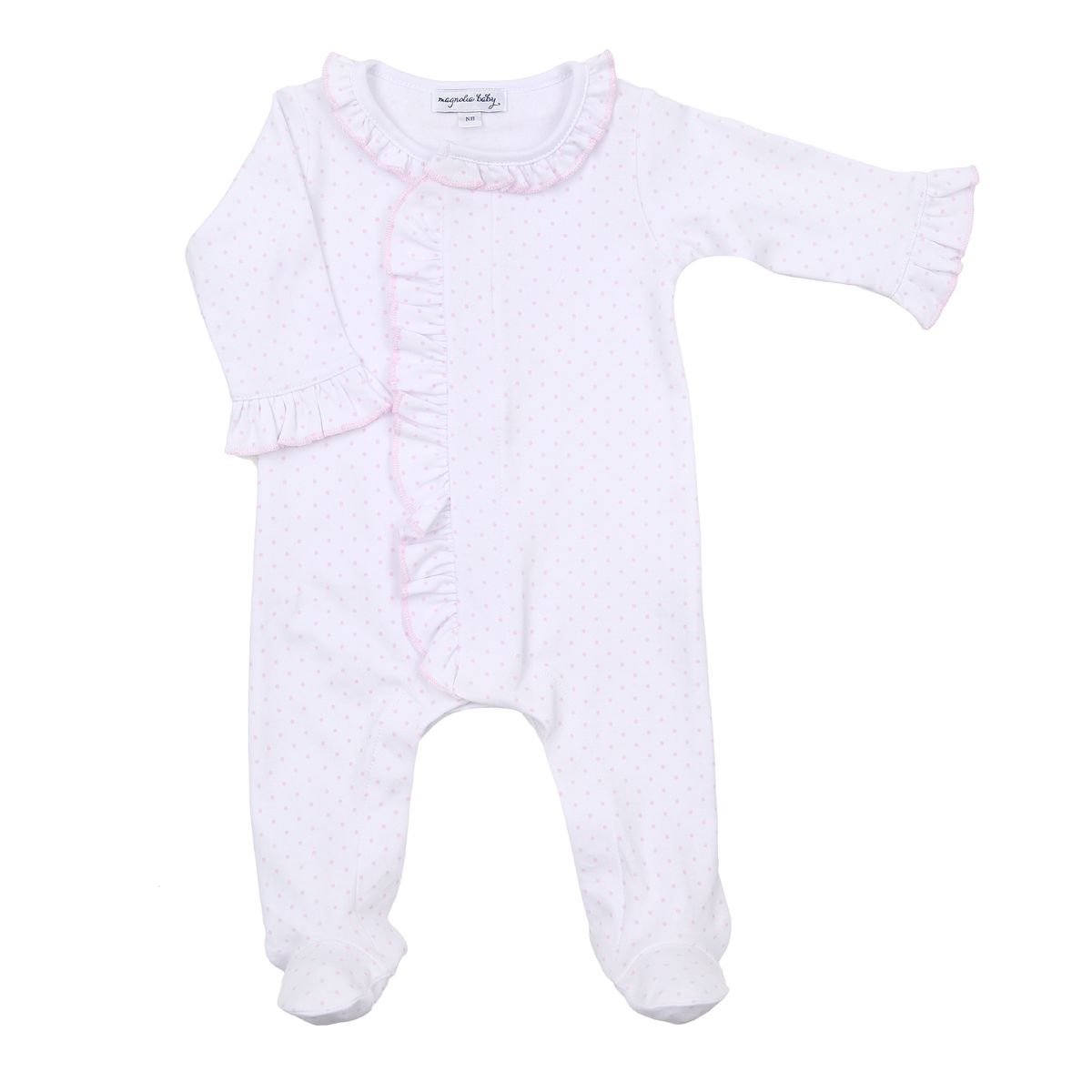 Mini Dots Pink Ruffle Footie