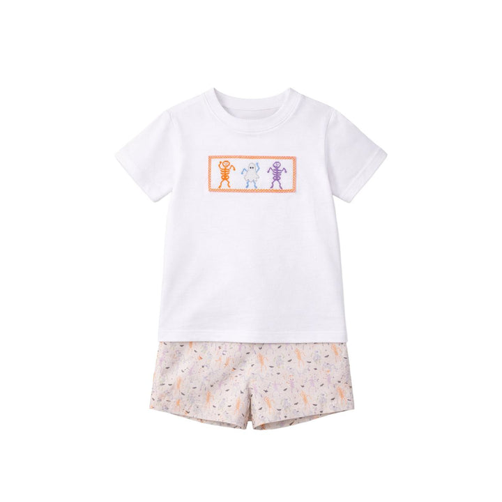 Ollie Smocked Short Set, Dancing Skeletons