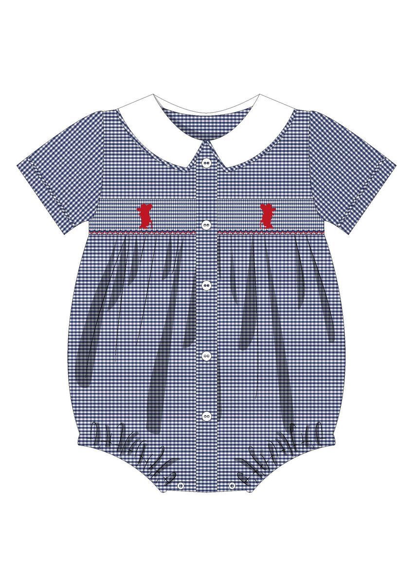 Miller Smocked Bubble, Navy Gingham Colonel