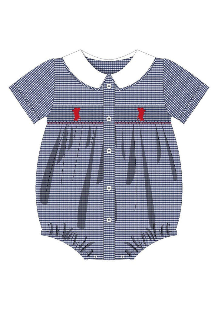 Miller Smocked Bubble, Navy Gingham Colonel