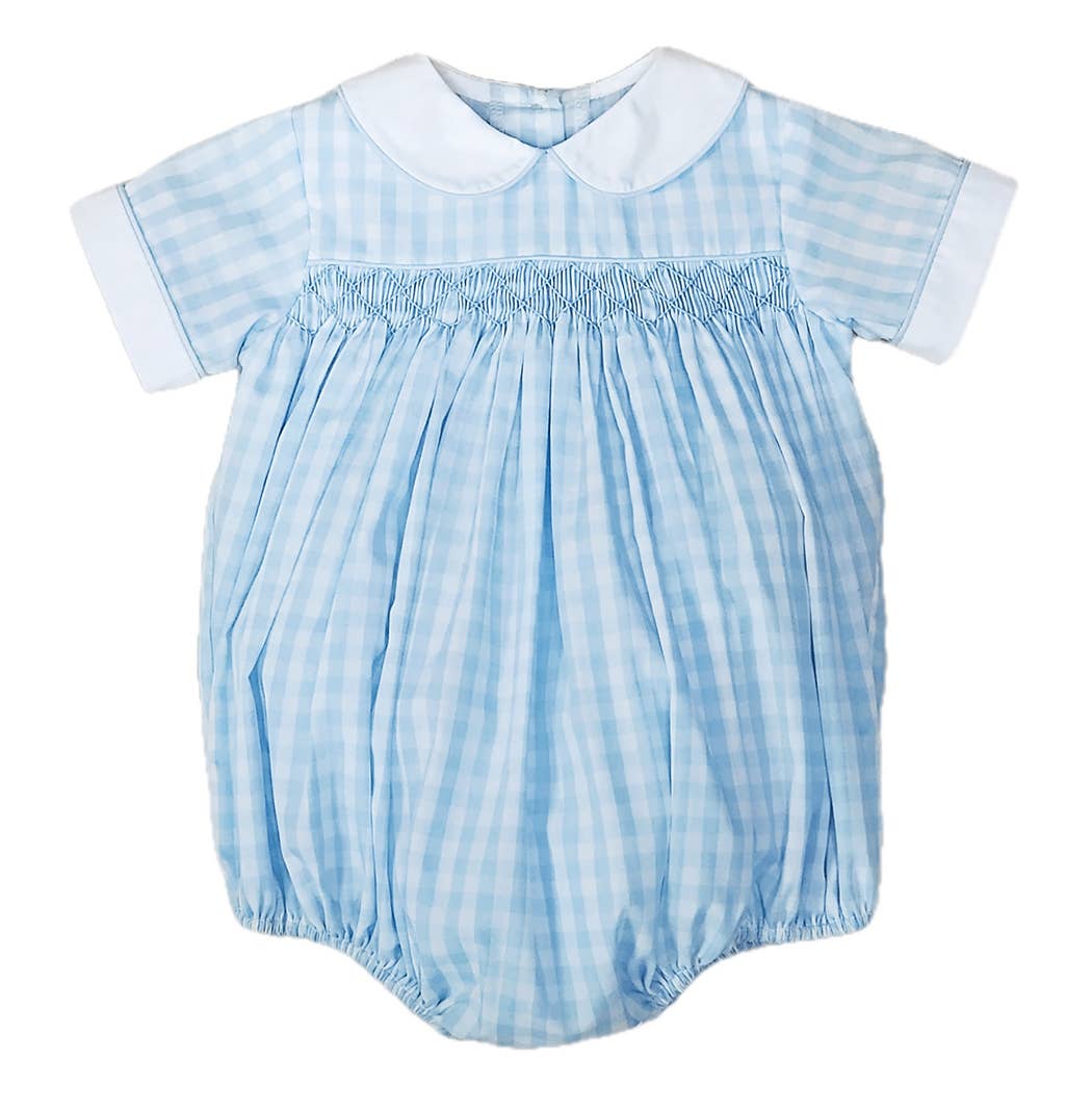 Sweet Spring - Blue Checks Hand Smocked Bubble