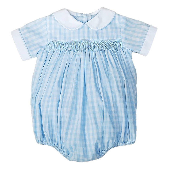 Sweet Spring - Blue Checks Hand Smocked Bubble