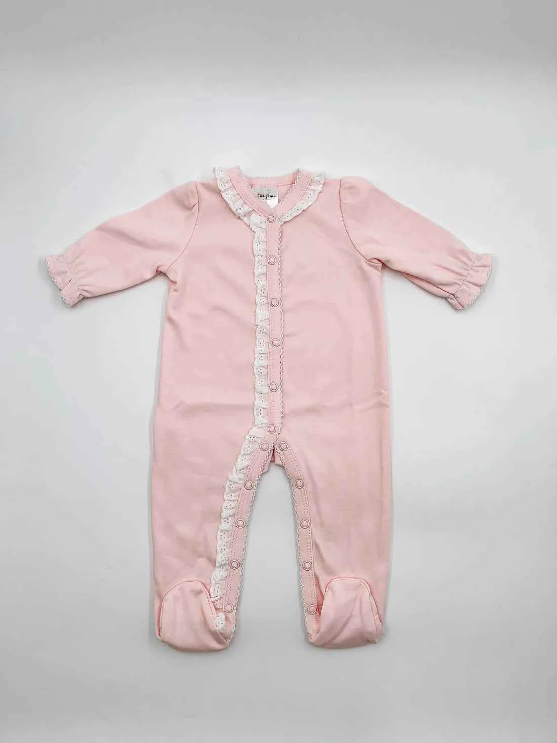 Pink Lace Trim Footie