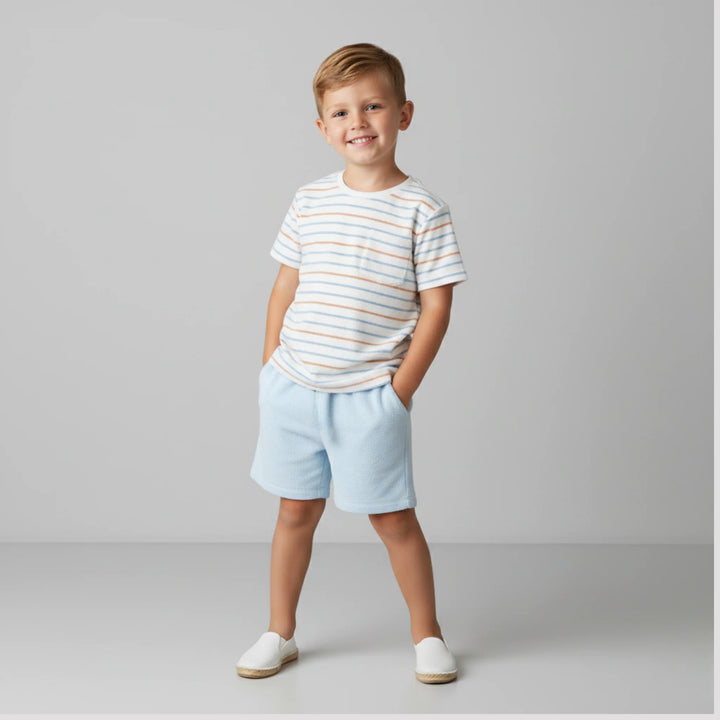 Terry Tee & Shorts Set- Cabana Stripes