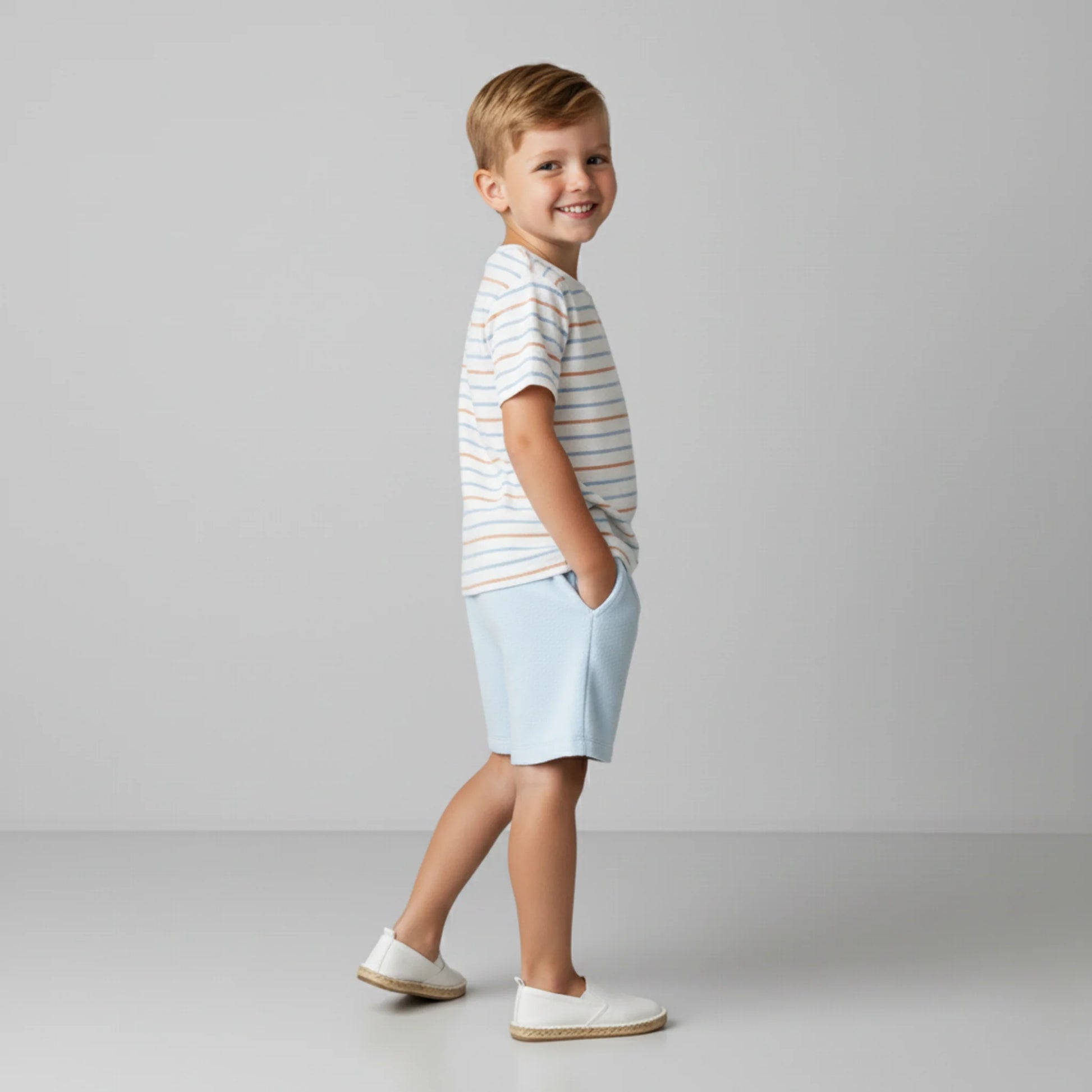 Terry Tee & Shorts Set- Cabana Stripes