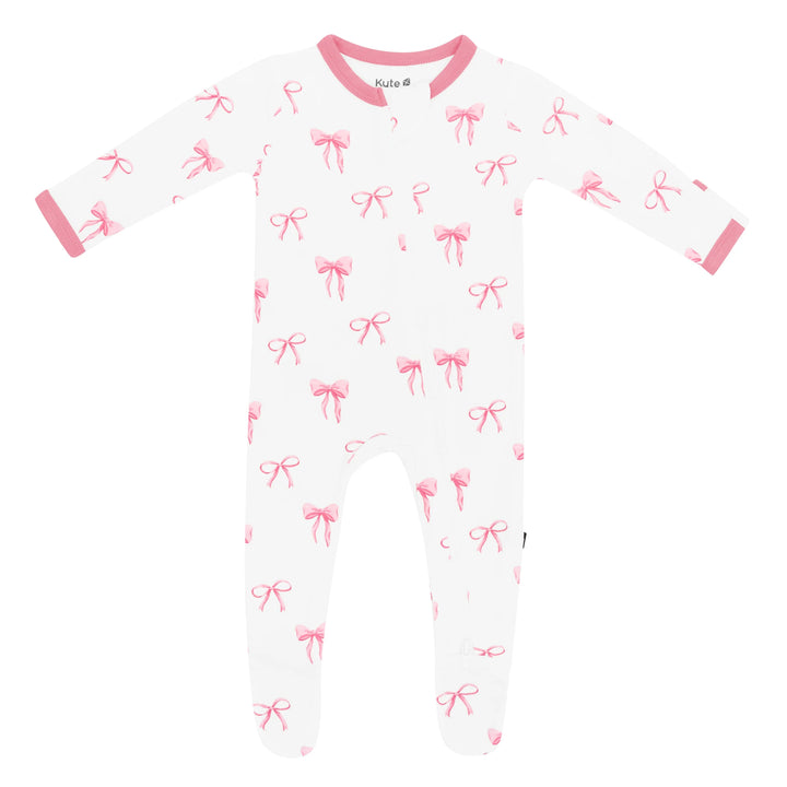 Kyte Baby Zippered Bamboo Footie- Bow