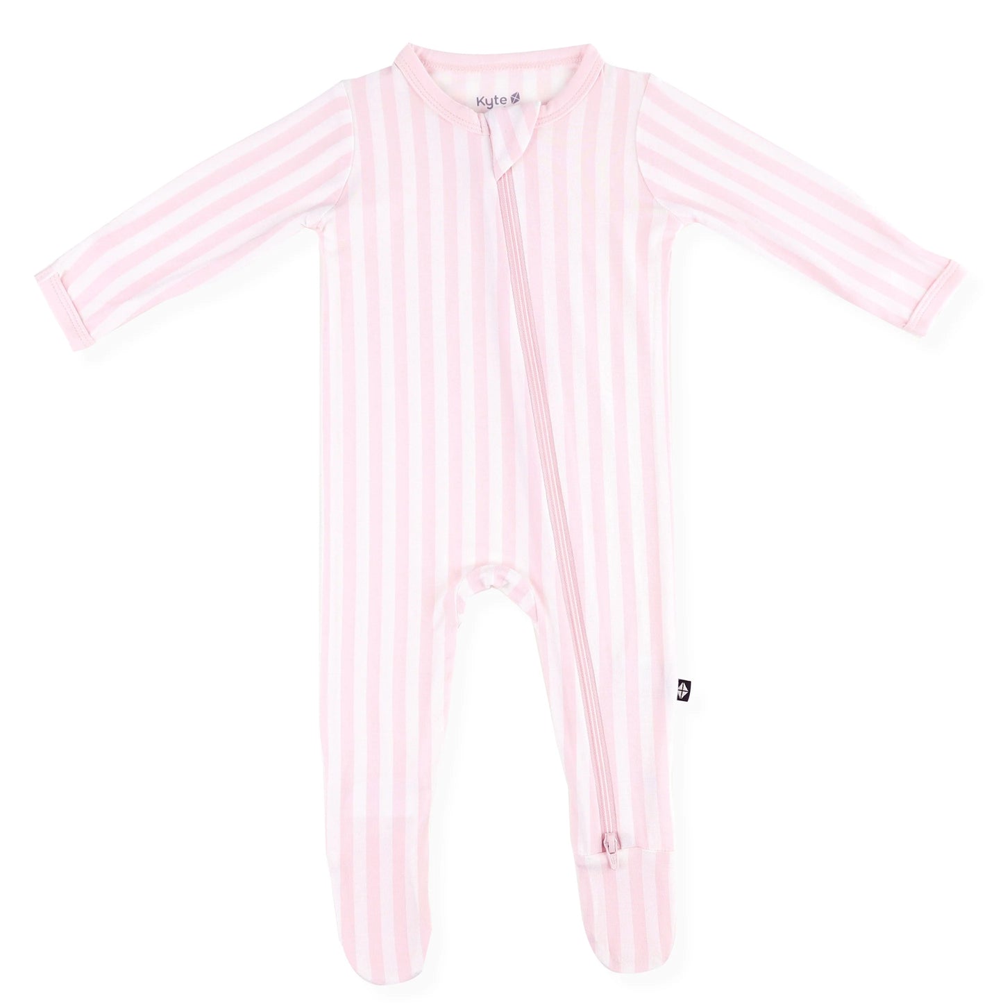 Kyte Baby Zippered Bamboo Footie- Small Sakura Stripe