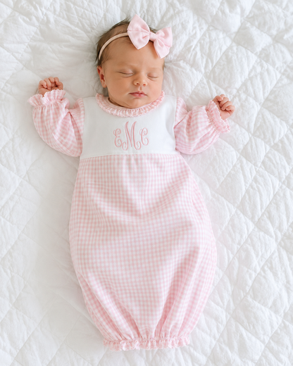 Pink Checks Pima Cotton Gown