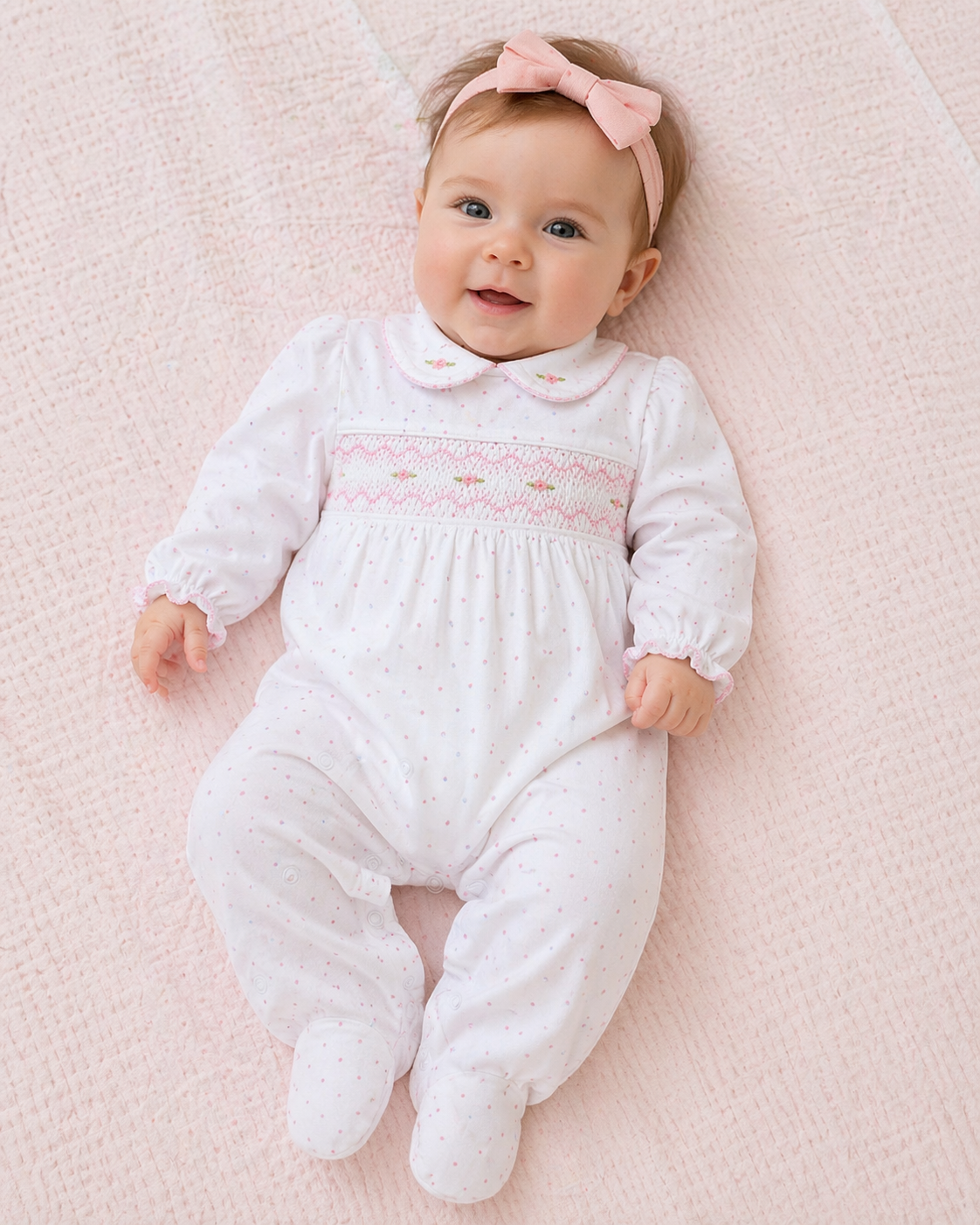 Pink Dot Flower Footie