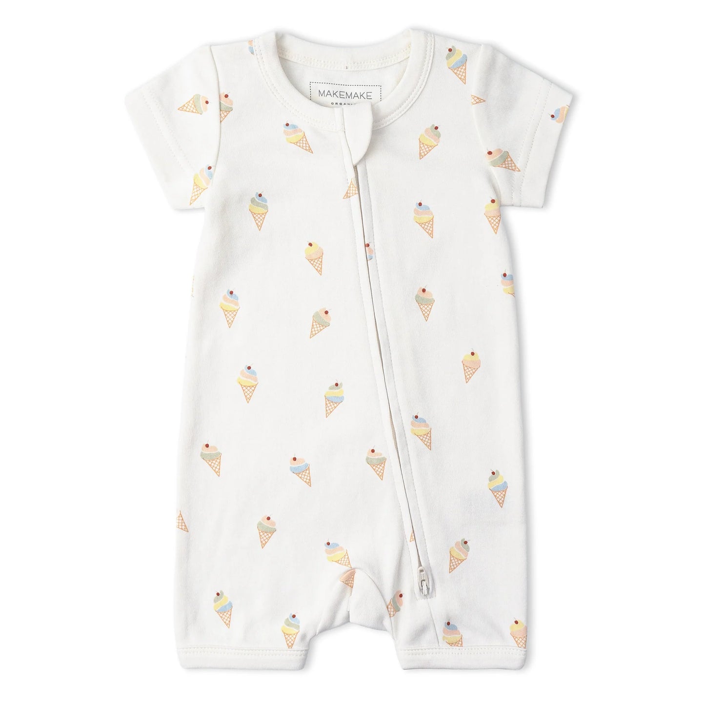 Short Zip Romper- Ice Cream