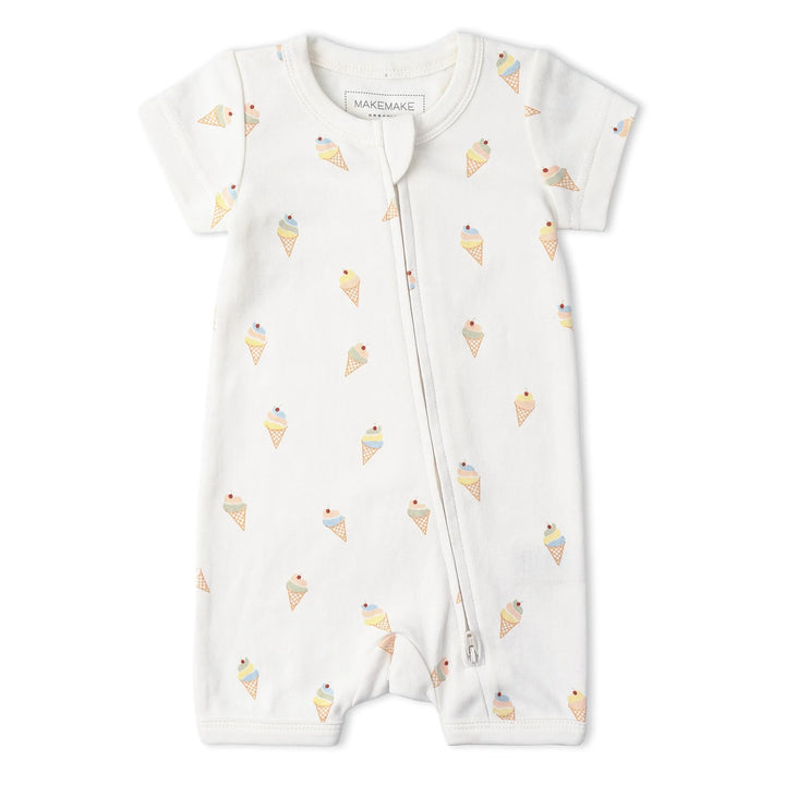 Short Zip Romper- Ice Cream