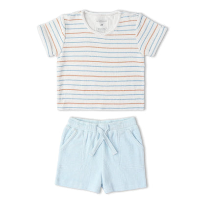 Terry Tee & Shorts Set- Cabana Stripes