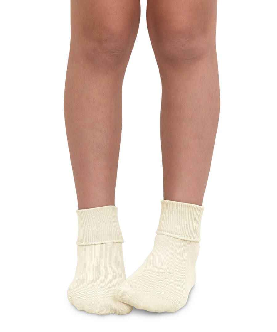 Jefferies Socks Smooth Toe Turn Cuff Socks, Pearl