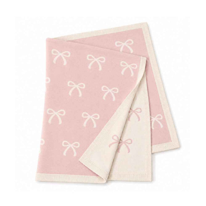 Organic Cotton Sweater Knit Baby Blanket, Bow